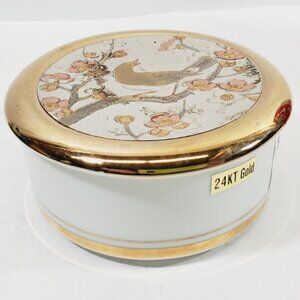Chokin Art Japan Covered Dish 24 kt Gold